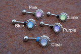 Illuminating Stone Flower 316L Surgical Steel Belly Button Navel Ring