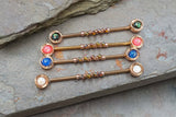 Opal Center Round Rose Gold Industrial Barbell