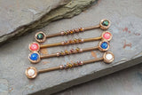Opal Center Round Rose Gold Industrial Barbell