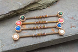 Opal Center Round Rose Gold Industrial Barbell