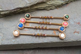 Opal Center Round Rose Gold Industrial Barbell