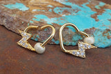 CZ Paved Lightening Bolt Gold Daith Earring Rook Piercing Hoop