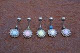 Illuminating Stone Flower 316L Surgical Steel Belly Button Navel Ring