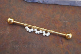 14 Gauge or 16 Gauge Pearl Scallop Industrial Barbell Silver, Gold, Black or Rose Gold