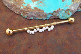 14 Gauge or 16 Gauge Pearl Scallop Industrial Barbell Silver, Gold, Black or Rose Gold