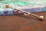 14 Gauge or 16 Gauge Rosy Scallop Industrial Barbell Silver, Gold, Black or Rose Gold