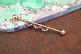 14 Gauge or 16 Gauge Rosy Scallop Industrial Barbell Silver, Gold, Black or Rose Gold