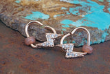 CZ Paved Lightening Bolt Rose Gold Heart Daith Earring Rook Piercing Hoop