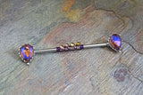 Purple CZ Teardrop Industrial Barbell 14g