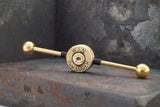 9mm Spent Brass Bullet Industrial Barbell 14g 16g Scaffold