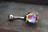 Rainbow CZ Crystal Belly Ring