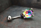 Rainbow CZ Crystal Belly Ring
