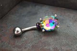 Rainbow CZ Crystal Belly Ring