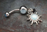 Glowing Blue Sun Silver Belly Button Navel Rings - Gift under 20