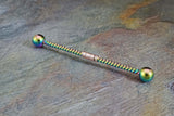 Rainbow Twisted Rope Industrial Barbell 14g Scaffold