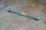 Rainbow Twisted Rope Industrial Barbell 14g Scaffold