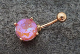 Round Pink Rose Gold Belly Ring - Gift Under 20
