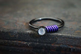 Illuminating White Gem Black Nose Hoop Nose Ring 20G Black Nose Ring