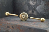 9mm Spent Brass Bullet Industrial Barbell 14g 16g Scaffold