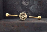 9mm Spent Brass Bullet Industrial Barbell 14g 16g Scaffold