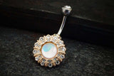 Rose Gold Revo Crystal Flower Belly Button Rings