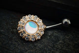 Rose Gold Revo Crystal Flower Belly Button Rings