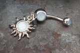 Glowing Blue Sun Silver Belly Button Navel Rings - Gift under 20