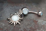 Glowing Blue Sun Silver Belly Button Navel Rings - Gift under 20
