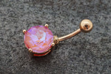 Round Pink Rose Gold Belly Ring - Gift Under 20