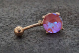 Round Pink Rose Gold Belly Ring - Gift Under 20