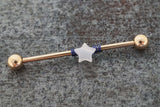 Celestial Rose Quartz Star Industrial Barbell 14g 16g Scaffold