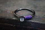 Illuminating White Gem Black Nose Hoop Nose Ring 20G Black Nose Ring