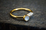 White Gem Illuminating Yellow Gold Nose Hoop Nose Ring 20G Silver Nose Ring
