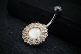 Rose Gold Revo Crystal Flower Belly Button Rings
