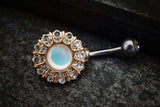 Rose Gold Revo Crystal Flower Belly Button Rings