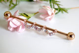 14 Gauge or 16 Gauge Rosy Scallop Industrial Barbell Silver, Gold, Black or Rose Gold