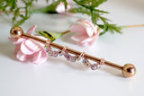 14 Gauge or 16 Gauge Rosy Scallop Industrial Barbell Silver, Gold, Black or Rose Gold