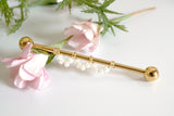 14 Gauge or 16 Gauge Pearl Scallop Industrial Barbell Silver, Gold, Black or Rose Gold