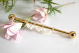 14 Gauge or 16 Gauge Pearl Scallop Industrial Barbell Silver, Gold, Black or Rose Gold