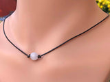 Rose Quartz Gemstone Choker Necklace on Leather