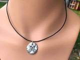 Double Arrow Antique Silver Choker Necklace on Leather