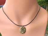 Double Arrow Antique Gold Choker Necklace on Leather