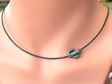 Peruvian Ceramic Cactus Choker Necklace on Leather