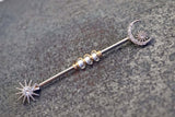 Sun and Moon Crystal 14 Gauge Industrial Barbell Piercing Beaded