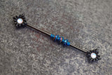 Black Illuminating Opal Sun 14 Gauge Industrial Barbell Piercing Beaded