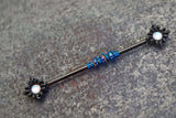 Black Illuminating Opal Sun 14 Gauge Industrial Barbell Piercing Beaded