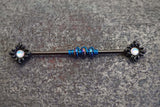 Black Illuminating Opal Sun 14 Gauge Industrial Barbell Piercing Beaded