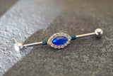 Marquise Sapphire Blue Crystal 14g or 16g Gauge Industrial Barbell Piercing