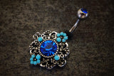 Blue Flower Belly Button Navel Rings - Gift under 15