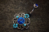 Blue Flower Belly Button Navel Rings - Gift under 15